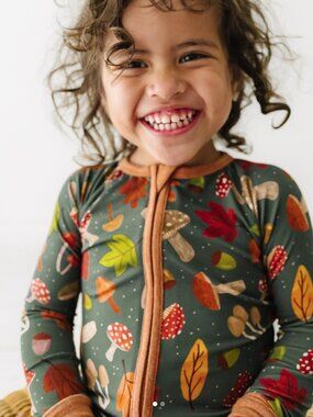 Little Sleepies Bamboo Woodland Forest Thanksgiving Zip Romper Footie PJs 12-18M